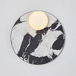 Бра круглое с каменным черно-белым основанием и плафоном из стекла Shaw Marble Lighting варинант исполнения - 1 | Loft Concept в Ульяновске