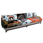 Большой Трехместный Диван с цветным принтом Qalakabusha Large Sofa варинант исполнения - 3 | Loft Concept в Ульяновске