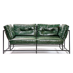 Диван Лофт Натуральная Винтажная кожа Зеленый Two Seat Encounter Leather Sofa варинант исполнения - 1 | Loft Concept в Ульяновске