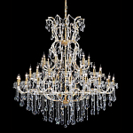 Люстра многоярусная с 53-мя лампочками и прозрачными хрустальными подвесками на основании золотого цвета Crystal lamps варинант исполнения - 1 | Loft Concept в Ульяновске