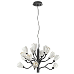 Люстра подвесная черного цвета с ветвями и белыми фарфоровыми цветами Floralis варинант исполнения - 2 | Loft Concept в Ульяновске