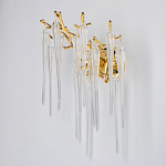 Бра золотого цвета с разветвленными ветвями и длинными прозрачными подвесками в форме стеклянных сосулек Droplet Chandelier варинант исполнения - 3 | Loft Concept в Ульяновске