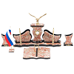 Настольный письменный набор из креноида с часами и декором в виде орла Marble Accessory варинант исполнения - 1 | Loft Concept в Ульяновске