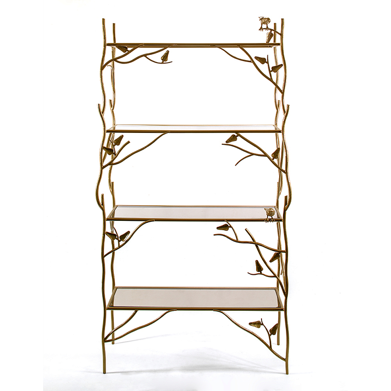 Стеллаж металлический с птичками Primavera Латунь в Ульяновске | Loft Concept 