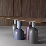 Обеденный стол деревянный с разноцветными фигурными ножками Cop варинант исполнения - 3 | Loft Concept в Ульяновске