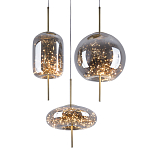 Подвесной светильник с гирляндой внутри 3-х стеклянных плафонов Garland Glass Trio Hanging Lamp варинант исполнения - 2 | Loft Concept в Ульяновске
