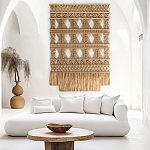 Панно на стену плетеное Макраме бежевый цвет  варинант исполнения - 1 | Loft Concept в Ульяновске