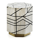 Приставной столик с инкрустацией Black and White Geometry bone bedside table варинант исполнения - 2 | Loft Concept в Ульяновске