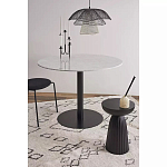 Круглый обеденный стол с белой мраморной столешницей White Tabletop on Black Base варинант исполнения - 3 | Loft Concept в Ульяновске