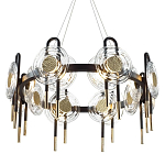 Люстра подвесная круглая черного цвета с круглыми прозрачными плафонами Virelia  варинант исполнения - 1 | Loft Concept в Ульяновске