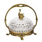 Конфетница из прозрачного рельефного стекла с ручкой и фигуркой лебедя Eden Garden варинант исполнения - 1 | Loft Concept в Ульяновске