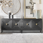 Тумба черная из дерева двухдверная Geometric Double Door Nightstand варинант исполнения - 4 | Loft Concept в Ульяновске