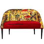Диван двухместный из натурального бука красный с цветным принтом Impressionism in Art варинант исполнения - 1 | Loft Concept в Ульяновске