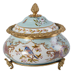 Шкатулка с крышкой из голубого фарфора с риунком птиц и цветов Blue Garden варинант исполнения - 1 | Loft Concept в Ульяновске