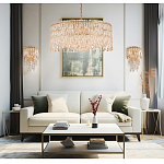 Люстра круглая с хрустальными подвесками на золотистом каркасе Roul Crystal Light варинант исполнения - 11 | Loft Concept в Ульяновске