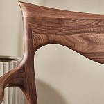 Стул деревянный с мягким сиденьем из коричневой натуральной кожи Moon Walnut Furniture варинант исполнения - 8 | Loft Concept в Ульяновске