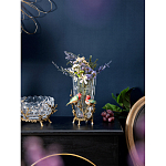 Ваза стеклянная прозрачная с бронзовым основанием в виде ветвей и фарфоровыми птичками Eden Garden варинант исполнения - 4 | Loft Concept в Ульяновске