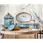 Ваза голубая с крышкой и цветочным узором Genuine Chinese Classics варинант исполнения - 3 | Loft Concept в Ульяновске