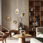 Настольная лампа с бежевым текстурным кольцом и латунным шаром в центре Tactile   варинант исполнения - 6 | Loft Concept в Ульяновске