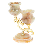 Подсвечник двухрожковый из натурального камня оникс Stone Candlestick варинант исполнения - 2 | Loft Concept в Ульяновске