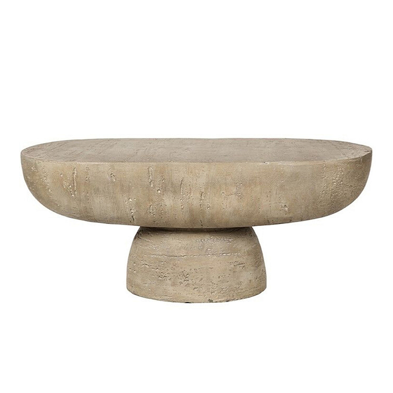 Столик кофейный кремового цвета с овальной столешницей и круглым основанием Cream Dalmen Table Кремовый в Ульяновске | Loft Concept 