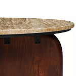 Кофейный столик с круглой столешницей на 2-х массивных деревянных ножках Tandem Travertine and Wood варинант исполнения - 3 | Loft Concept в Ульяновске