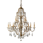 Люстра многоярусная с 12-ю лампами и стеклянными подвесками в классическом стиле Feiss варинант исполнения - 1 | Loft Concept в Ульяновске