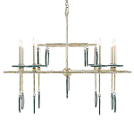 Люстра линейная с круглыми прозрачными подвесками  Horizontal Rectangular Chandelier варинант исполнения - 3 | Loft Concept в Ульяновске