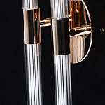 Бра с круглым основанием золотого цвета и двумя вертикальными плафонами Hex Scaffold варинант исполнения - 5 | Loft Concept в Ульяновске