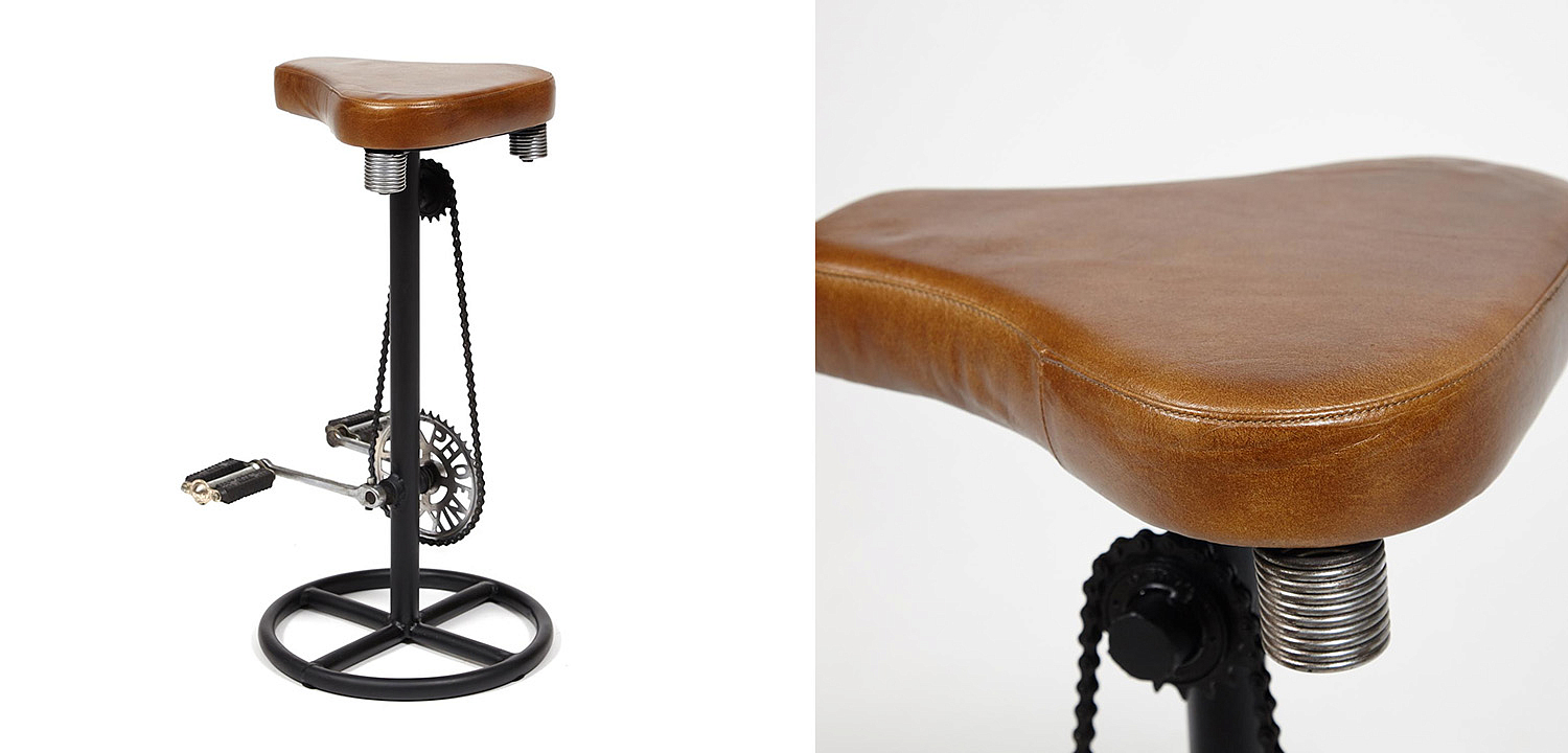 Барный стул с педалями от велосипеда Industrial leather bar stool with bicycle pedals - Loft-Concept в Ульяновске