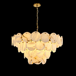 Люстра подвесная четырехъярусная с подвесками в форме дисков Cryptocrystalline Stone варинант исполнения - 1 | Loft Concept в Ульяновске