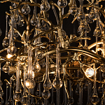 Подвесная люстра в виде ветвей деревьев золотого цвета с прозрачными подвесками-каплями 8 и 14 ламп Droplet Chandelier варинант исполнения - 7 | Loft Concept в Ульяновске