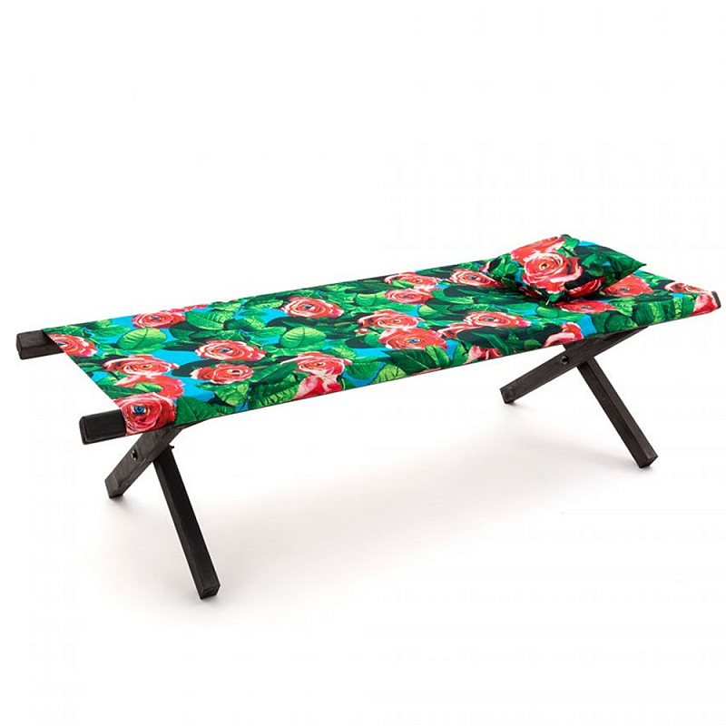 Шезлонг Seletti Poolbed Roses Черный Розовый Зеленый в Ульяновске | Loft Concept 