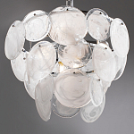 Люстра из белых стеклянных дисков на серебрянном каркасе White Glowing Reflectors варинант исполнения - 7 | Loft Concept в Ульяновске