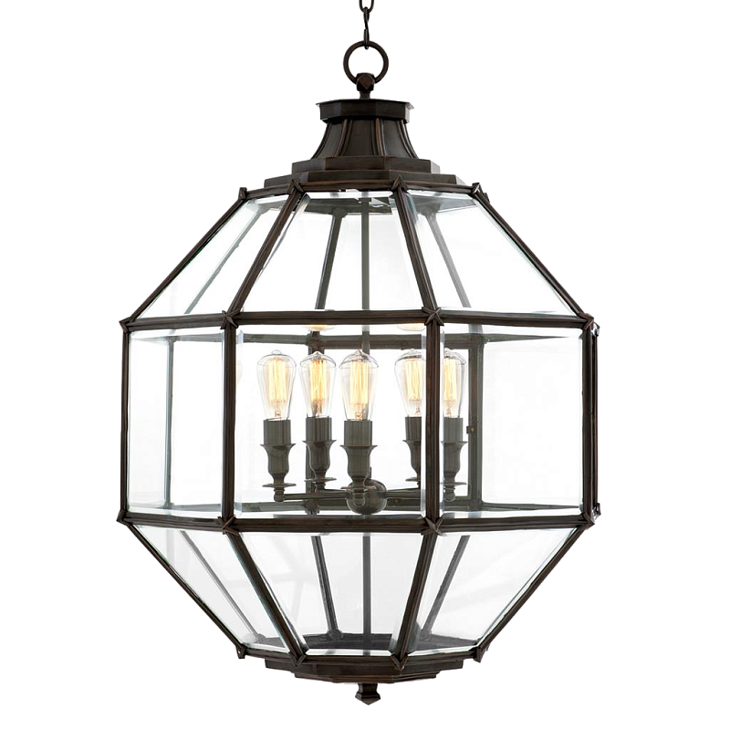 Люстра Lantern Owen Bronze L Темная бронза Прозрачный (Transparent) в Ульяновске | Loft Concept 