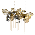 Люстра подвесная с 22-мя гранёными стеклянными плафонами с вертикальными подвесками Gilded Mirage  варинант исполнения - 1 | Loft Concept в Ульяновске