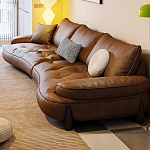 Диван кожаный с каркасом из массива дерева Medieval Furniture варинант исполнения - 4 | Loft Concept в Ульяновске