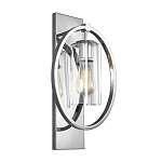 Бра цвета хром с круглой рамой и цилиндрическим прозрачным стеклянным плафоном на прямоугольном основании Feiss варинант исполнения - 1 | Loft Concept в Ульяновске