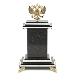 Часы настольные бронзовые с Гербом России из натурального камня Змевик Stone Clock варинант исполнения - 3 | Loft Concept в Ульяновске