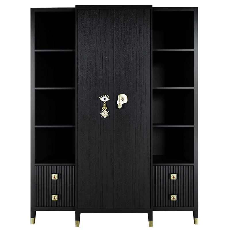 Большой шкаф с витриной Elsa Dreams Black Черный Золотой Большой шкаф с витриной Elsa Dreams Black Черный Золотой в Ульяновске | Loft Concept