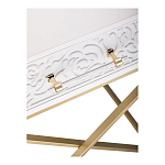 Приставной столик с выдвижным ящиком  White Table Carved Pattern варинант исполнения - 5 | Loft Concept в Ульяновске