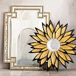 Зеркало-солнце в раме золотого и черного цвета Rays of Peace варинант исполнения - 3 | Loft Concept в Ульяновске