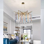 Люстра на подвесе с каркасом из металла и цветными подвесками из стекла Droplet Chandelier варинант исполнения - 1 | Loft Concept в Ульяновске