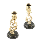 Подсвечники бронзовые на подставке из натурального камня нефрит Stone Candlestick варинант исполнения - 2 | Loft Concept в Ульяновске