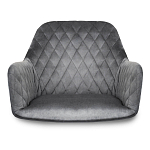 Барный стул со спинкой и подлокотниками на 4-х деревянных ножках Douglas Rhombus Серый Велюр варинант исполнения - 3 | Loft Concept в Ульяновске