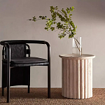 Дизайнерский журнальный стол круглый с фактурным основанием Kibul варинант исполнения - 1 | Loft Concept в Ульяновске