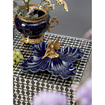 Менажница темно-синяя фарфоровая с бронзовой фигуркой ангела Eden Garden варинант исполнения - 2 | Loft Concept в Ульяновске