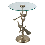 Столик с круглой стеклянной столешницей и корпусом в виде двух павлинов на ветке Table Two Peacocks варинант исполнения - 1 | Loft Concept в Ульяновске