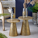Журнальный столик с конусообразной основой и текстурной поверхностью золотого цвет Ethnic Metal варинант исполнения - 5 | Loft Concept в Ульяновске