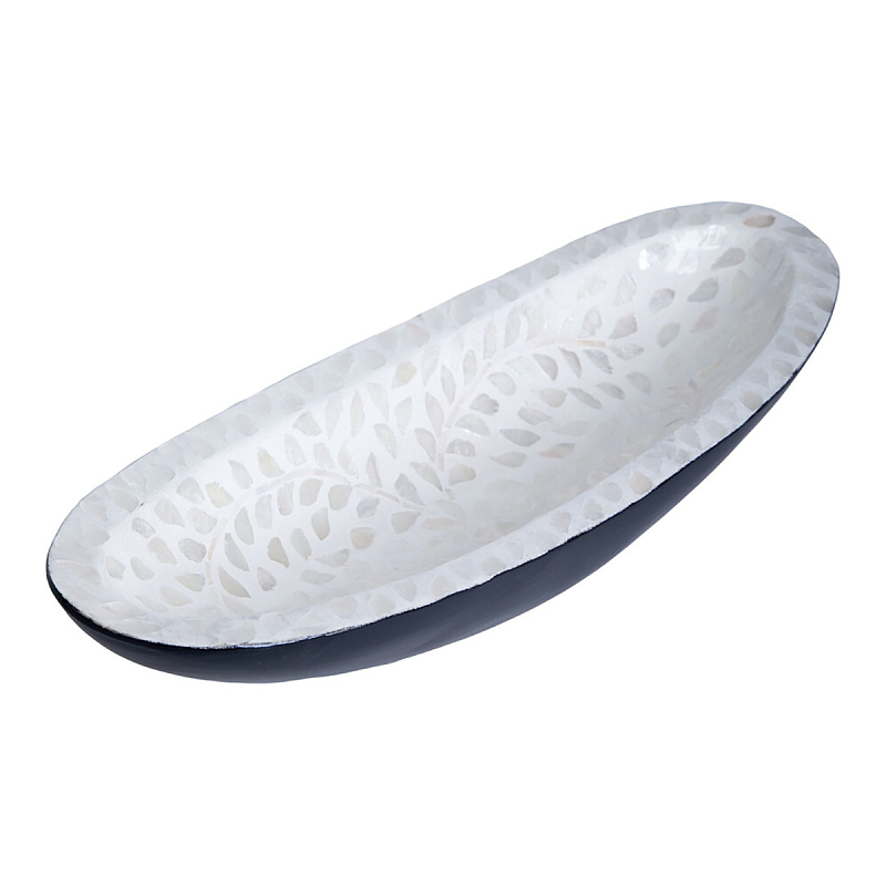 Блюдо декоративное Esmee White Big Белый Синий Блюдо декоративное Esmee White Big Белый Синий в Ульяновске | Loft Concept